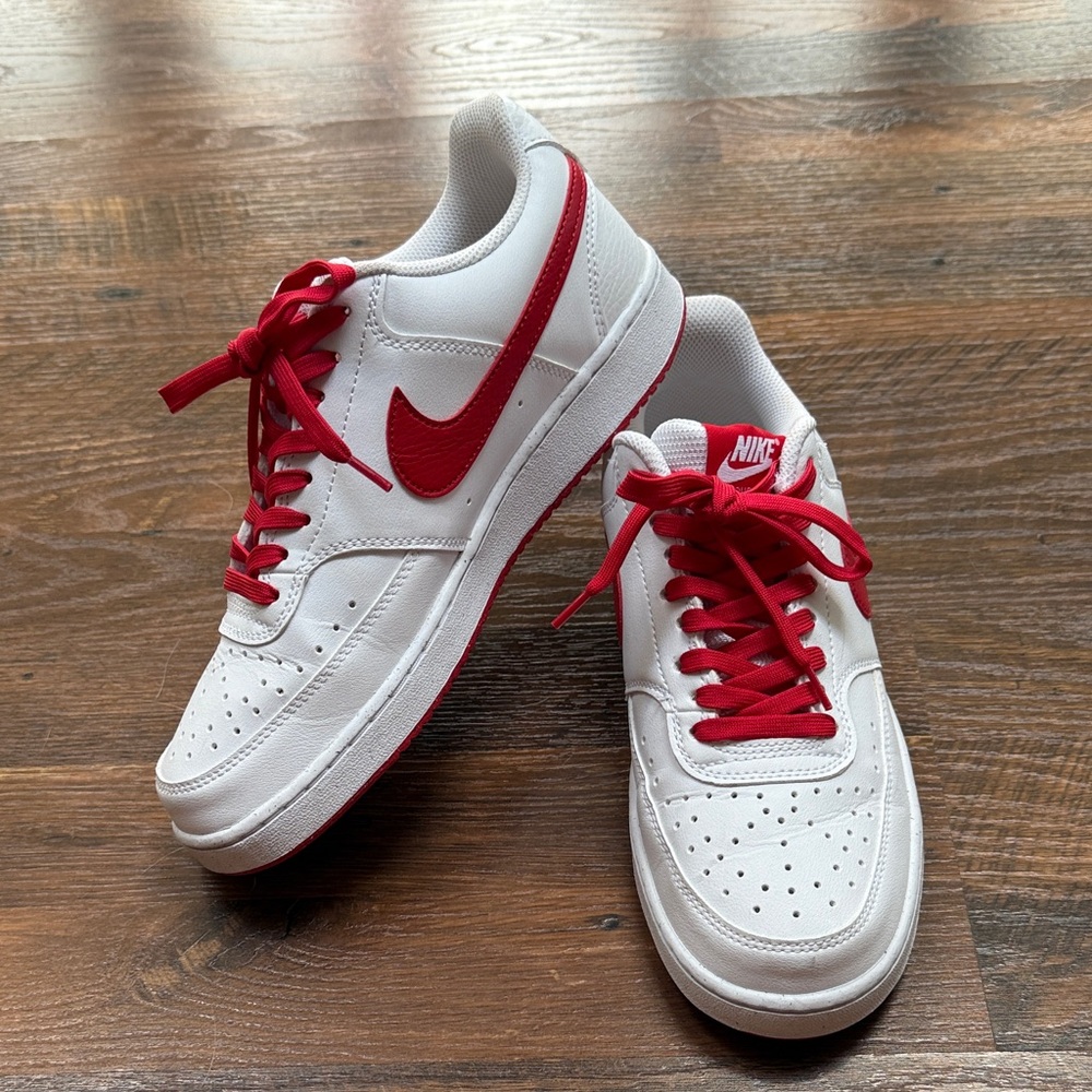 Nike Court Borough Red and White Athletic Shoes